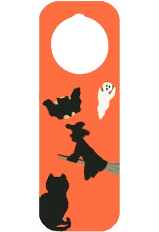 halloween silhouettes on a craft foam door hanger