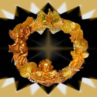 gold painted homemade cherub wreath