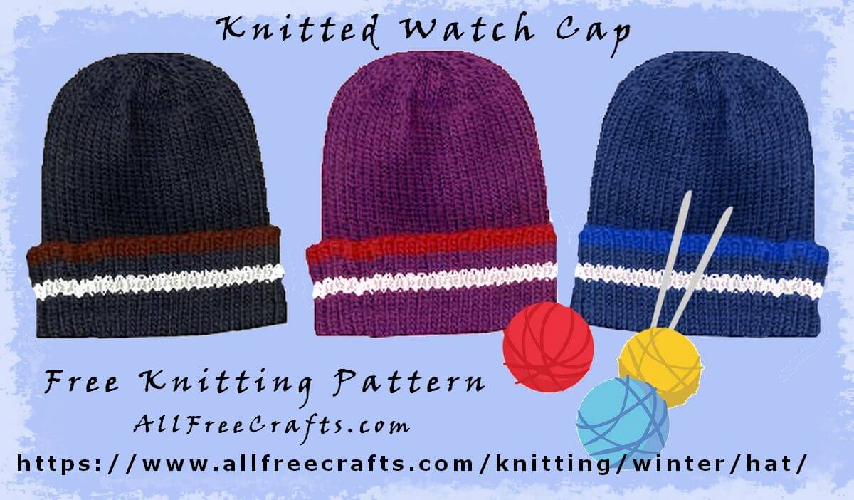 three knitted watch caps