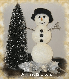 shimmering snowman made with styrofoam balls