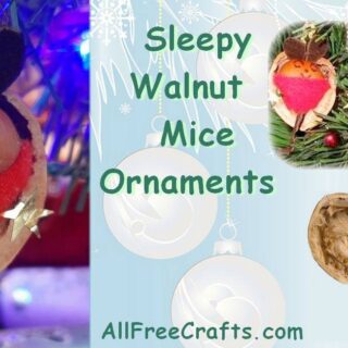 sleeping mice Christmas ornaments homemade from walnuts and hazelnuts