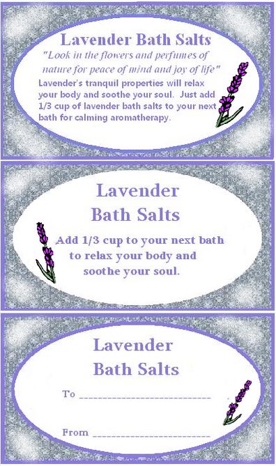 lavender bath salts label