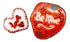 painted stones with heart motif