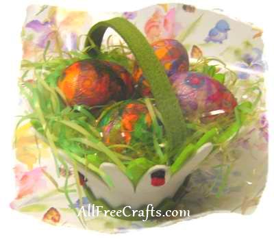 Easter eggs decoupaged with paper napkins.