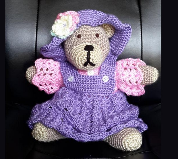 crocheted teddy bear by Teresa McCullough