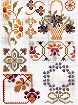 Priscilla Colored Cross Stitch Book 2 - baskets and flowers plate