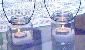 recycled jam jar candles