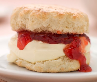 scone with jam and cream