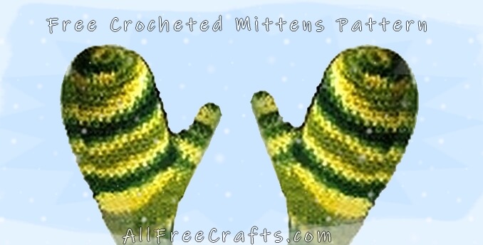 pair of crocheted mittens