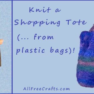 recycled knitted shopping tote from plastic bags