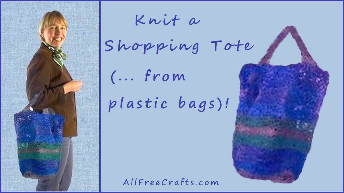 recycled knitted shopping tote from plastic bags