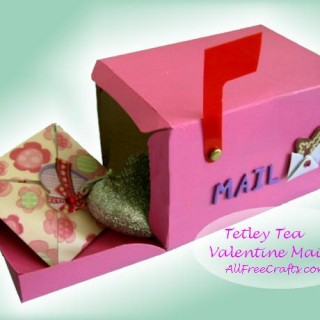 recycled Tetley Tea box made into a Valentine mailbox