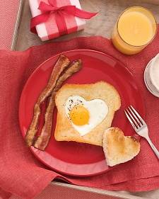 heart shaped eggs and toast