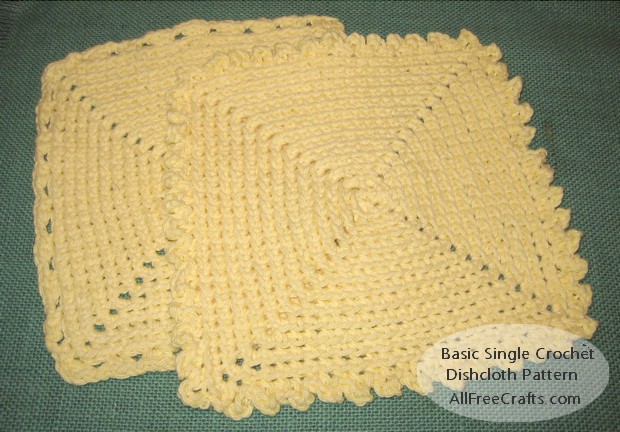 basic single crochet dishcloth with two optional border edgings