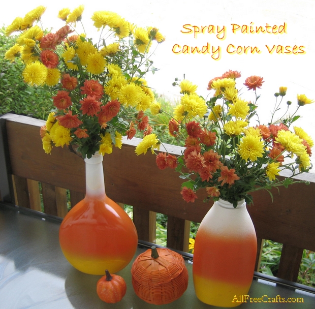 recycled candy corn vases