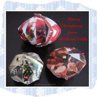 Christmas ornaments made from Christmas card strips