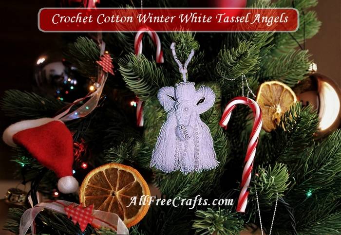 white crochet cotton angel on a Christmas tree