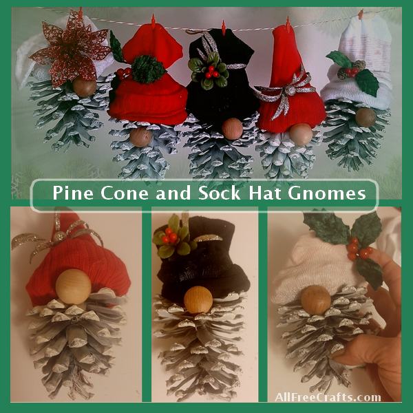 pine cone and sock hat gnomes banner